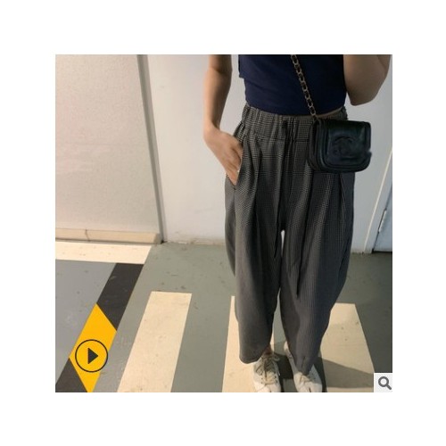 网红时尚懒懒裤女夏季新品薄款休闲裤显瘦bai搭宽松高腰阔腿裤子图2