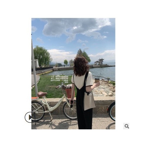 女装2021夏季新款显瘦显高的9分阔腿背带裤垂坠感背带裤薄款春夏图3