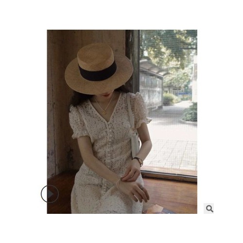 改良旗袍女装 2021夏季新款早春新款玫瑰长裙法式白色蕾丝连衣裙图1