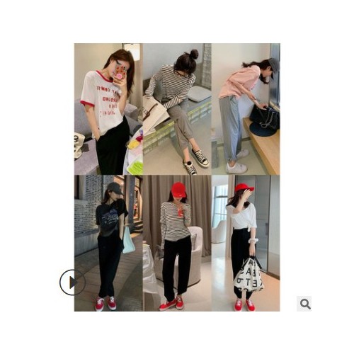 Q弹神仙裤 高腰休闲裤女夏宽松运动阔腿直筒灰色裤子2021韩版新款图2