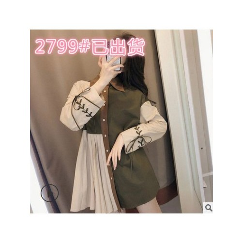 衬衫女外穿设计感小众春季2021新款百搭衬衣复古港味拼接长袖上衣图2