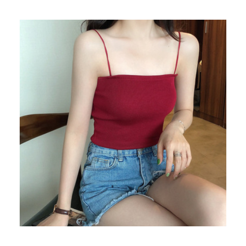针织小吊带内搭修身显瘦背心女夏打底衫美背外穿抹胸无袖上衣短款图2