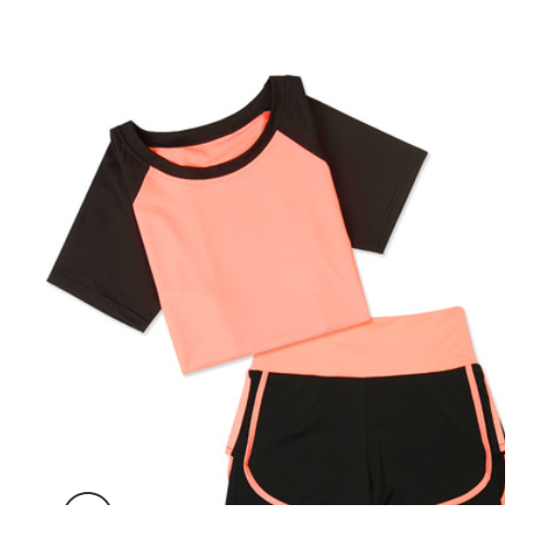 韩版瑜伽服套装女秋弹力修身速干短袖跑步运动户外健身服两件套女图3