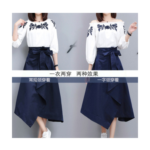 连衣裙春装2019新款气质女神范衣服春秋女套装chic早春裙子两件套图2