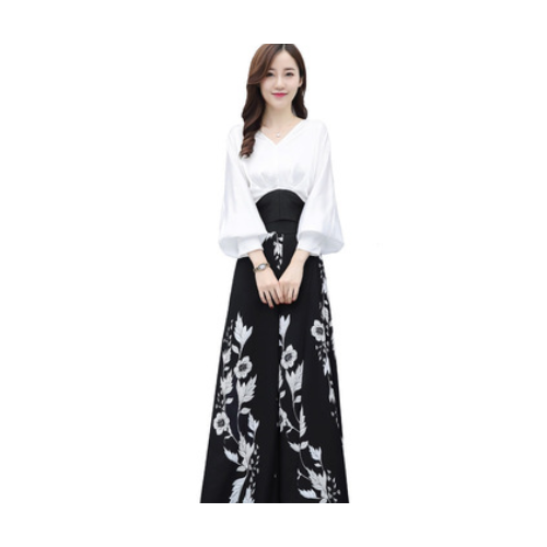 套装女2021春季新款韩版雪纺网红时尚休闲显瘦气质两件套高腰裙裤图2