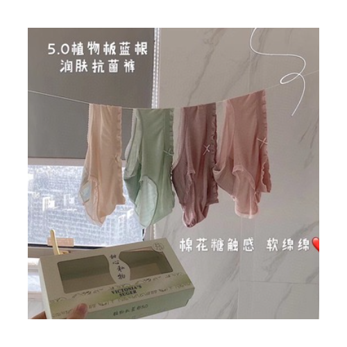 微商爆款5.0植物板蓝根石墨烯无缝中腰导湿裤润肤蕾丝三角内裤女