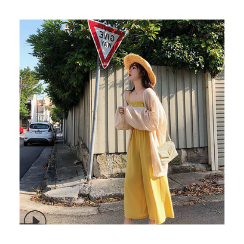 2020春夏装胖mm显瘦高腰吊带连体阔腿裤宽松休闲大码背带裤九分裤图2