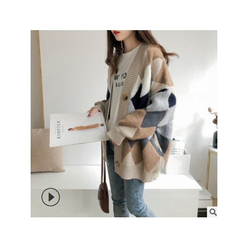 针织开衫女2020秋冬新款毛衣外套新款很仙的宽松显瘦洋气慵懒风厚图1