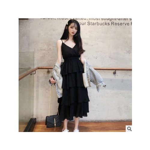 很仙的法国小众连衣裙女夏季2021新款韩版高腰中长款吊带裙蛋糕裙图3