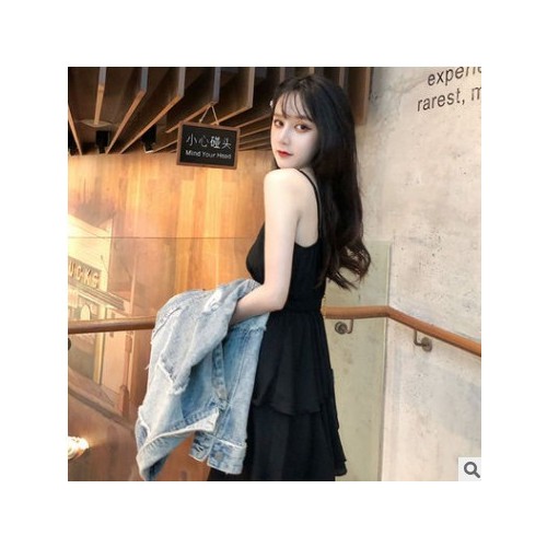 很仙的法国小众连衣裙女夏季2021新款韩版高腰中长款吊带裙蛋糕裙图2
