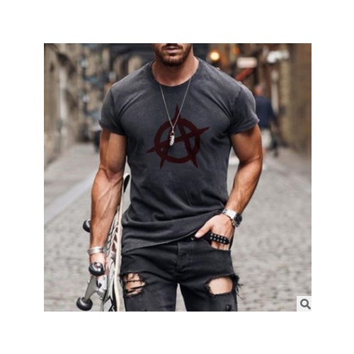 2021夏季新款男装休闲男士帽衫十字架印花短袖t恤潮Men’s T-shir图3