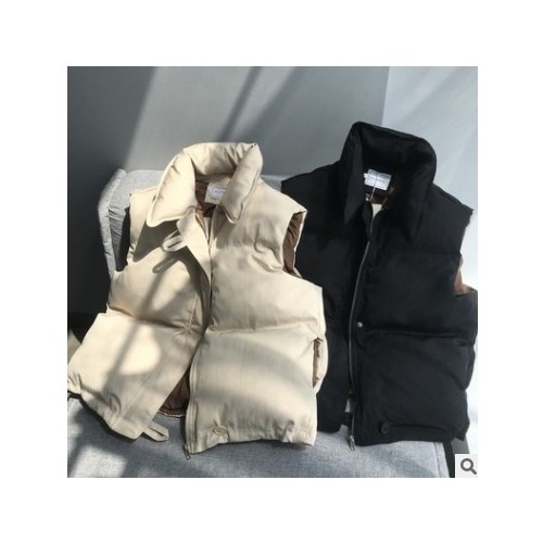 滔川芷苁夕2020冬季新款韩国设计感撞色纯色无袖棉马甲面包服 629图2