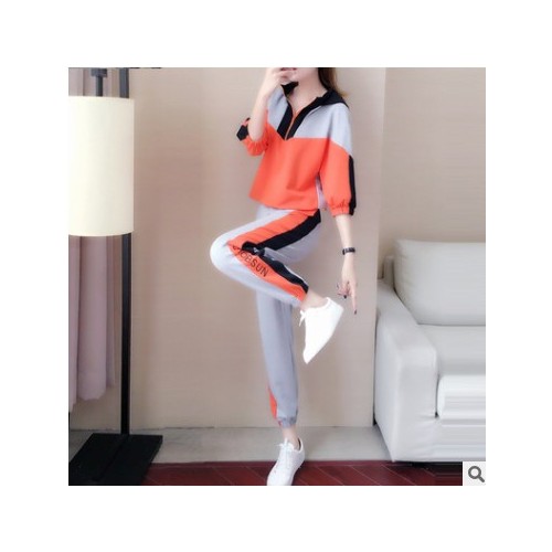 套装女2021新款春季时尚休闲运动服卫衣两件套早秋跑步服套装图1