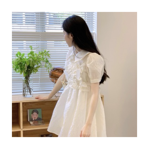 纯色连衣裙2021年新款夏韩版女装法式气质复古裙仙女裙打底短裙图1