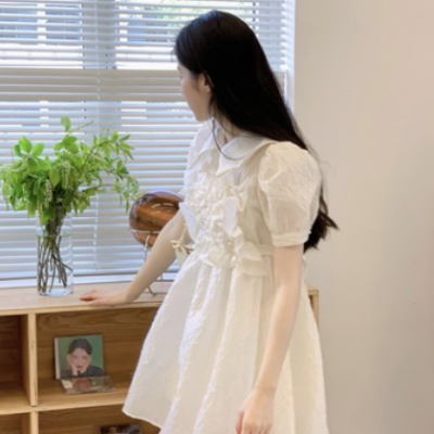纯色连衣裙2021年新款夏韩版女装法式气质复古裙仙女裙打底短裙