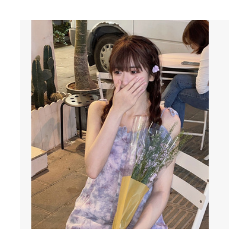 纯色连衣裙2021年新款夏韩版荷叶边气质修身裙吊带裙打底中长款图2