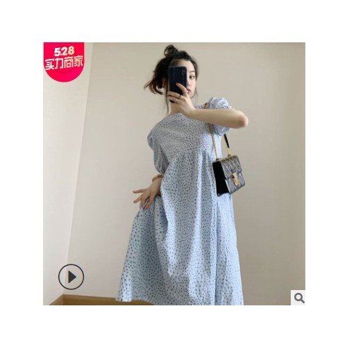 蓝色波点连衣裙子法式复古显瘦冷淡风女装感夏季新款仙女长裙图2