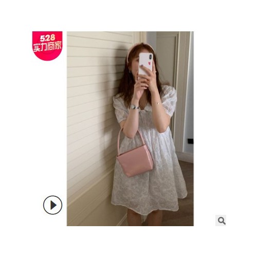 女装2021新款夏季中长款法式高ji面料~浮雕肌理线条花朵连衣裙裙图3