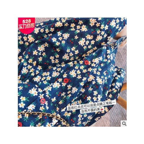 法式碎花连衣裙夏季2021新款洋气显瘦甜美气质V领小清新减龄裙子图2