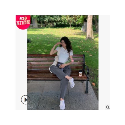 阔腿裤女2021新款高腰垂感显瘦直筒休闲系带西装拖地裤气质欧洲站图3