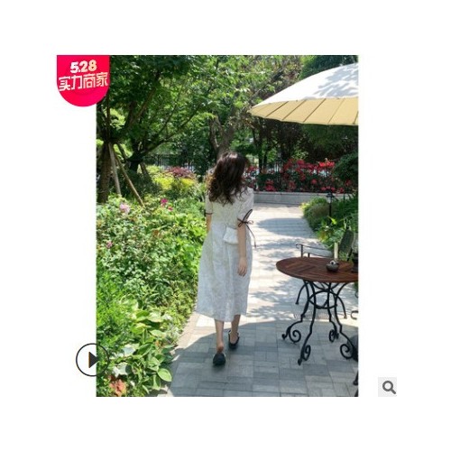 故事里的小蓝花 清新夏日连衣裙 显瘦碎花长短裙甜美娃娃领裙子女图1