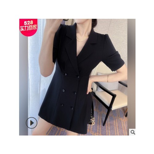 泡泡袖法式炸街西装连衣裙夏季小黑裙2021年新款女装收腰显瘦气质图2