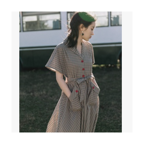 桔梗法式连衣裙2020新款夏装收腰显瘦气质女神范衣服长裙智熏裙子图1