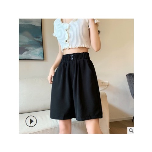 西装短裤女夏季阔腿裤薄款2021新款宽松高腰小个子工装五分裤中裤图2