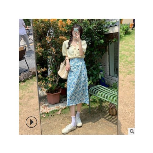 清纯甜美套装夏装女泡泡袖法式温柔系短袖衬衫2021新款设计感上衣图2