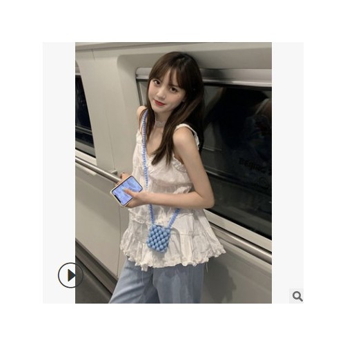 小清新甜美无袖小吊带上衣夏季女装外穿娃娃衫v领性感辣妹风ins潮图2