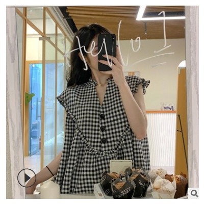 娃娃裙黑色格子裙韩版夏季2021新款公主风裙子设计感减龄连衣裙女