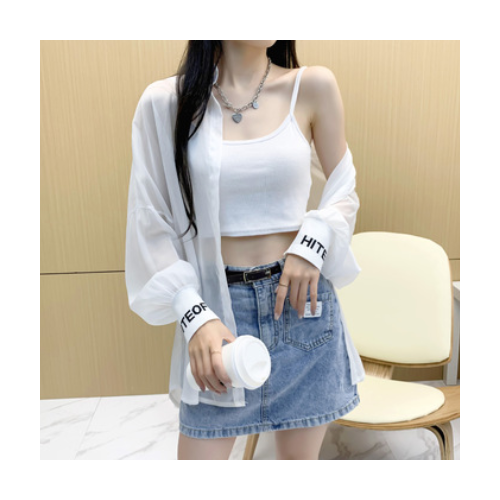 白色防晒衬衫女夏季设计感小众薄款新款2021年微透感雪纺衬衣长袖图2