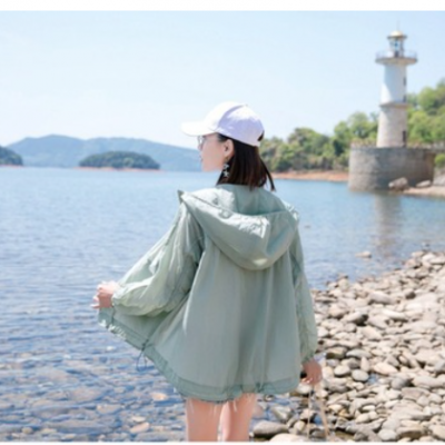 防晒衣女夏2021新款长袖防晒衫韩版宽松百搭薄外套中长款防晒服潮