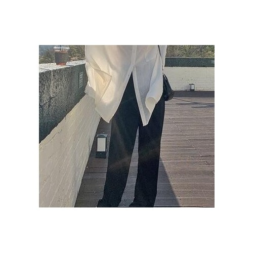 【加工定制】韩版宽松型阔腿裤休闲高腰长裤无腰带显瘦运动裤西裤图3