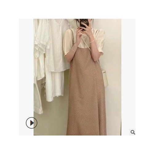 【现货】复古裙子法式女装2021夏季宽松时尚中长款重工吊带连衣裙图3
