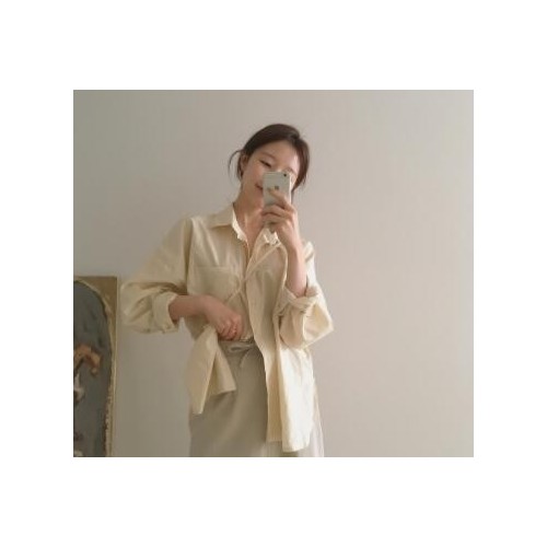 韩国官网many**ode 自制款 夏日黄宽松衬衫图3