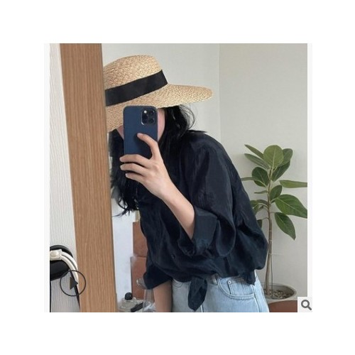 2021韩国夏季新款G**天丝棉防晒衫女士透气吸汗薄款直角肩衬衫图3