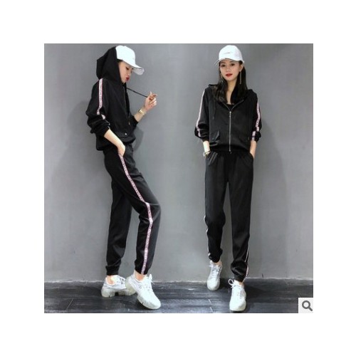 欧洲站健身运动服套装女春秋装2021新款时尚洋气休闲两件套欧货潮图2