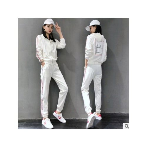 欧洲站健身运动服套装女春秋装2021新款时尚洋气休闲两件套欧货潮图1