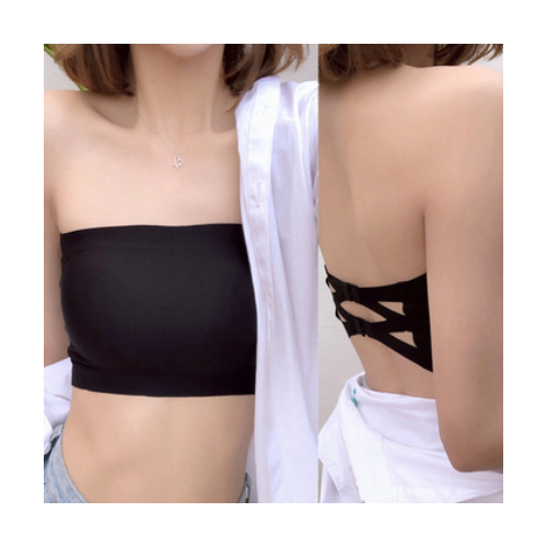 现货春夏18爆款原版百搭无肩带防走光一字围抹胸裹胸内衣打底背心图1