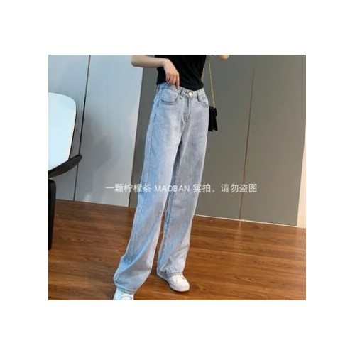 夏季水洗磨白 有腔调可拖地可9分超显气质阔腿牛仔裤YZ6564图3