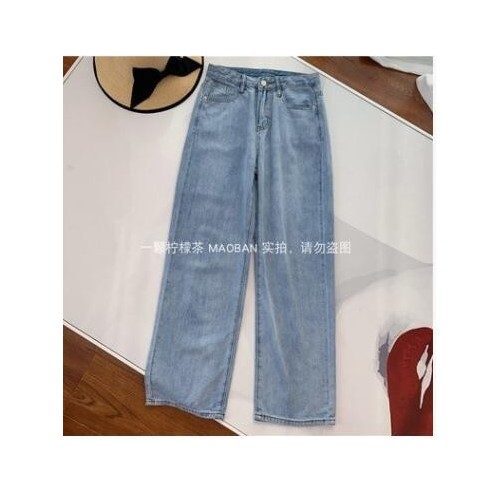 夏季水洗磨白 有腔调可拖地可9分超显气质阔腿牛仔裤YZ6564图2
