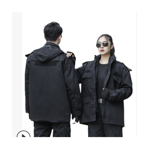 冬季加厚保安大衣特训棉服保安服棉衣安保物业防寒大衣厂家批发图3