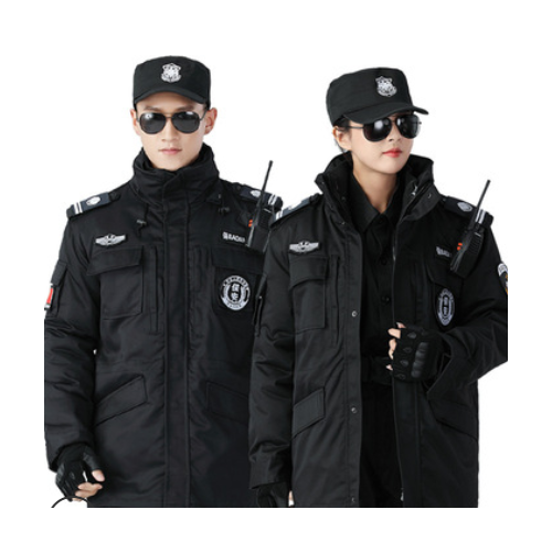 批发冬季加厚保安大衣斜纹保安服物业安保多功能防寒工作服棉衣图1