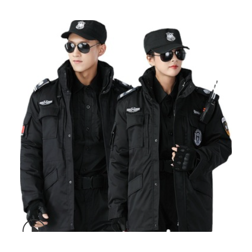 批发冬季加厚保安大衣斜纹保安服物业安保多功能防寒工作服棉衣图2