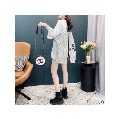 一件代发拼接风设计感短袖T恤女夏季大码女装重工拉链ins潮上衣服图2