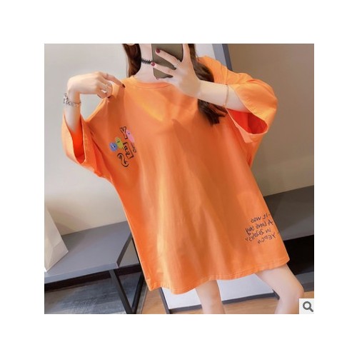 外贸批发印花白色短袖t恤女夏季新款宽松显瘦ins潮大码女装上衣服图2