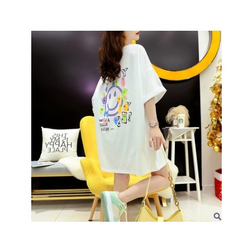 一件代发涂鸦印花短袖t恤女夏季大码女装宽松显瘦ins潮百搭上衣服图2