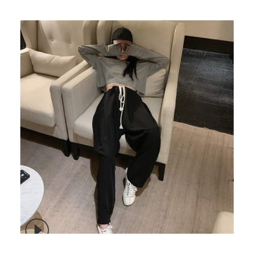 ~春季新款神裤飘逸垂坠显瘦掉裆抽绳运动裤萝卜裤宽腿裤懒人裤女图1