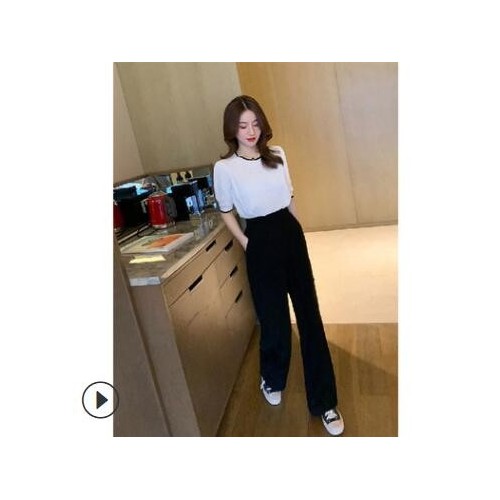 厂家批发镂空修身五分袖白色T恤女春季韩版设计感ins网红内搭上衣图2